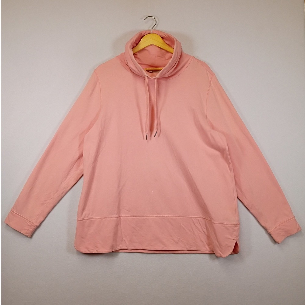 Cozy Pastel Isaac Mizrahi Live! Womens Large Pink Cowl Neck Sweatshirt